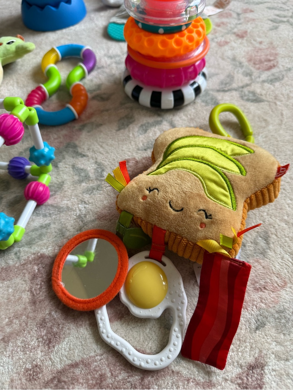 Baby Toy Lot - infant activity, stacking, hanging plush & sensory toys - Picture 3 of 6